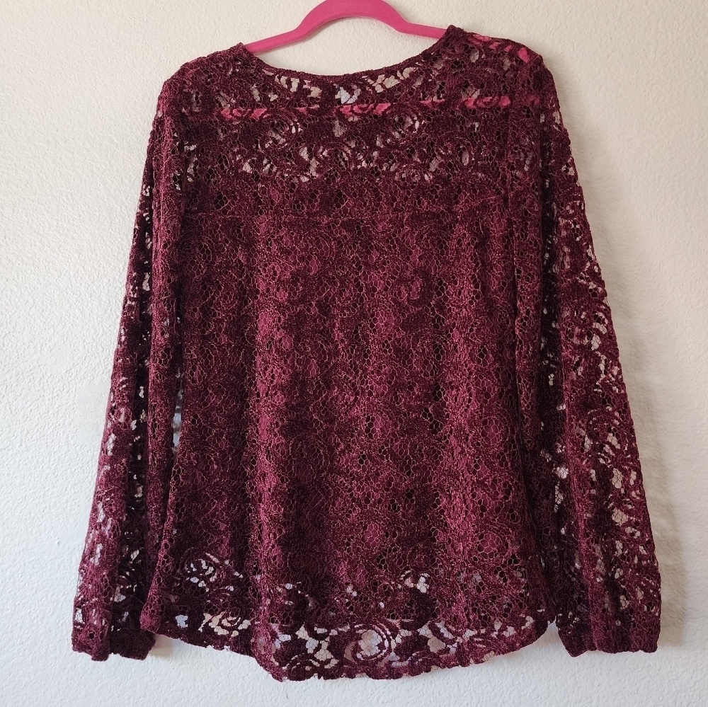 Sundance Maroon Velvet Lace Remarkable Beauty Top S View 3